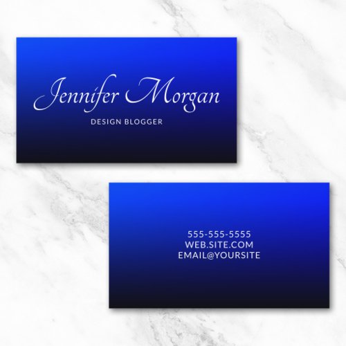 Black Nvy and Sapphire Blue Ombre Elegant Business Card