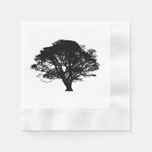 Black Oak Tree Gothic Fine Art Drawing Paper Napkins