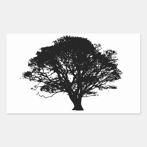 Black Oak Tree Gothic Fine Art Drawing Rectangular Sticker