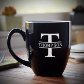 Black Oakmont Monogram Engraved Coffee Mug (Front)