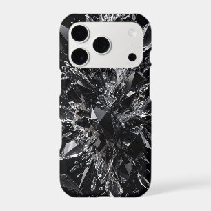 Black Obsidian Crystal Explosion Luxury Shattered iPhone 17 Pro Case
