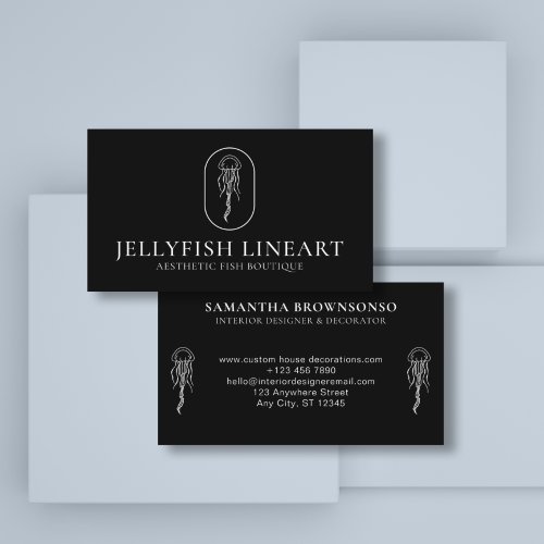 Black Ocean Nautical Jellyfish Business Card