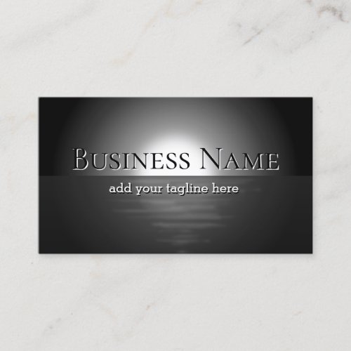Black Ocean Night Moon Background Professional Business Card