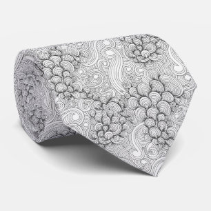 Black Ocean Waves & Seashell Pattern Neck Tie