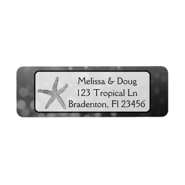 Black Oceanic Starfish Return Address Labels (Front)