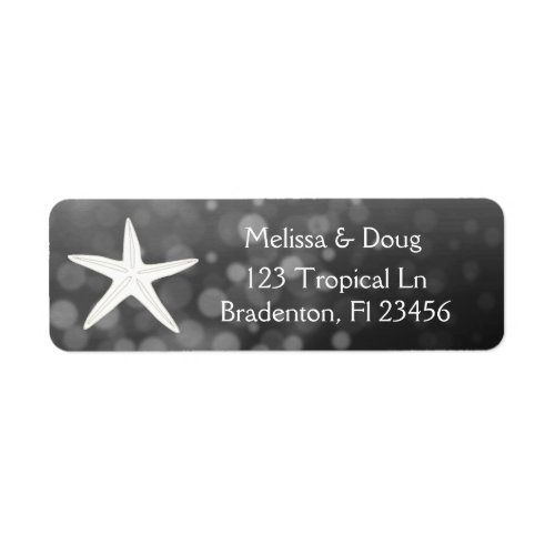 Black Oceanic Starfish Return Address Labels