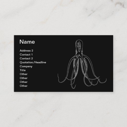 Customizable Black Octopus Business Card