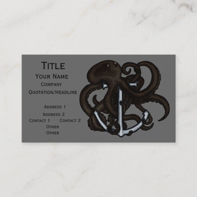 Black Octopus Over Anchor Business Card (Front)