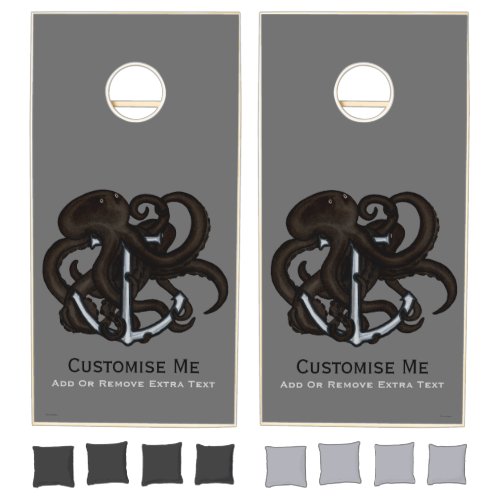 Black Octopus Over Anchor Cornhole Set