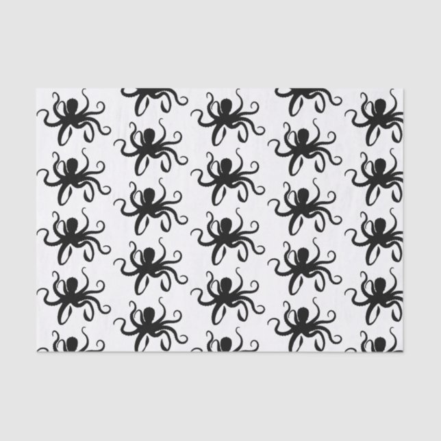 Black Octopus Silhouette Tissue Paper (Front)