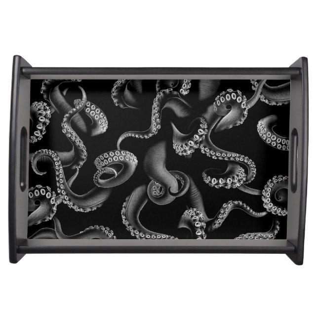 Black Octopus Tentacles Serving Rolling Tray (Front)