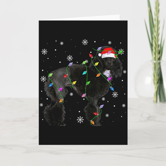 Black Odle Dog Christmas Lights Funny Santa Hat Do Card (Front)