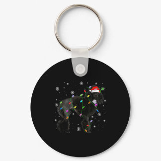 Black Odle Dog Christmas Lights Funny Santa Hat Do Keychain
