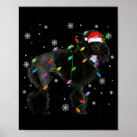 Black Odle Dog Christmas Lights Funny Santa Hat Do Poster