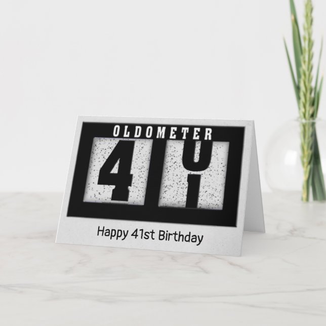 Black Odometer for 41st Birthday   Card (Front)