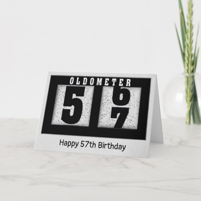 Black Odometer for 57th Birthday     Card (Front)