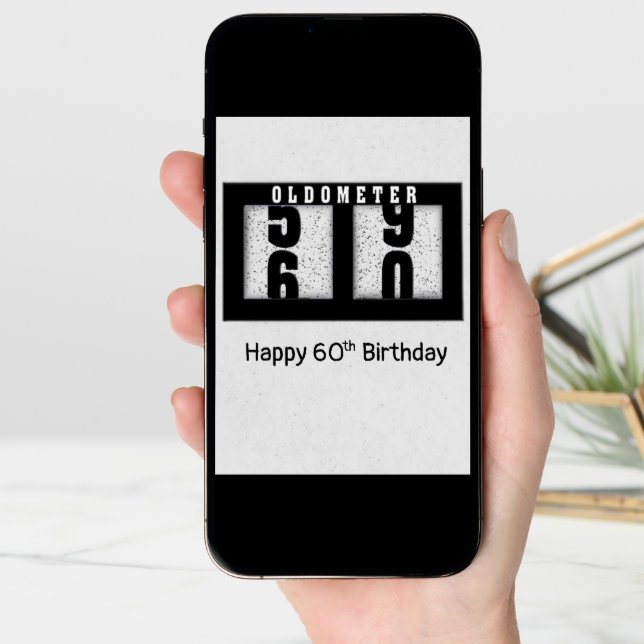 Black Odometer for 60th Birthday  Card (Front Digital)