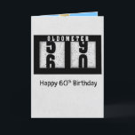 Black Odometer for 60th Birthday  Card<br><div class="desc">Black car odometer on soft gray speckled background for 60th birthday.</div>