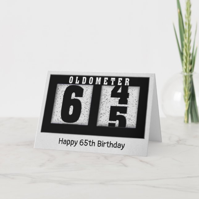 Black Odometer for 65th Birthday  Card (Front)