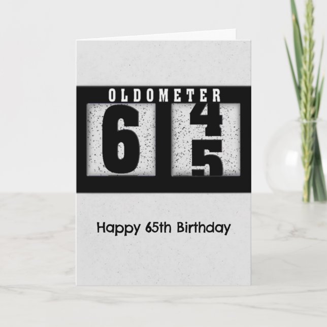 Black Odometer for 65th Birthday Humor Card (Front)