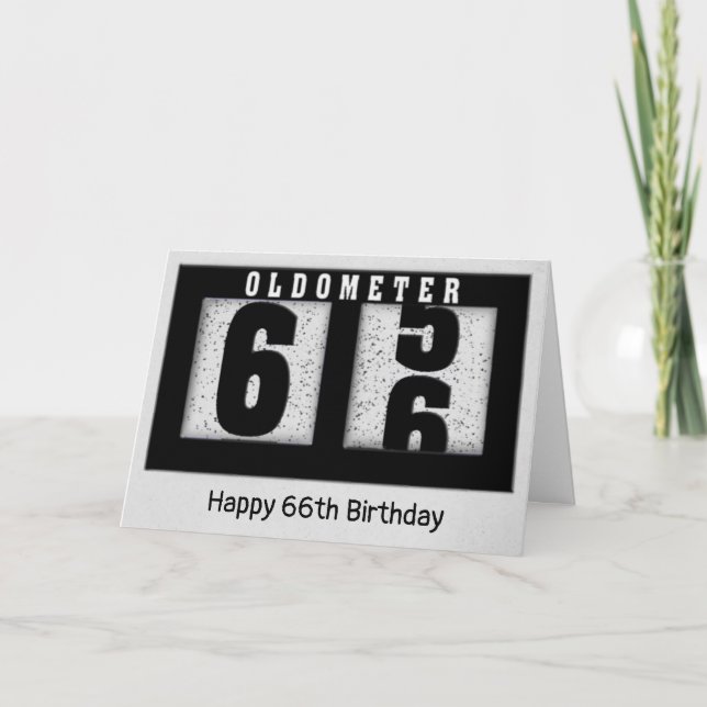 Black Odometer for 66th Birthday Card (Front)