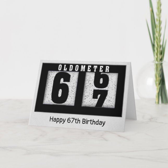 Black Odometer for 67th Birthday Card (Front)