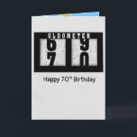 Black Odometer for 70th Birthday  Card<br><div class="desc">Black car odometer on soft gray speckled background for 70th birthday.</div>