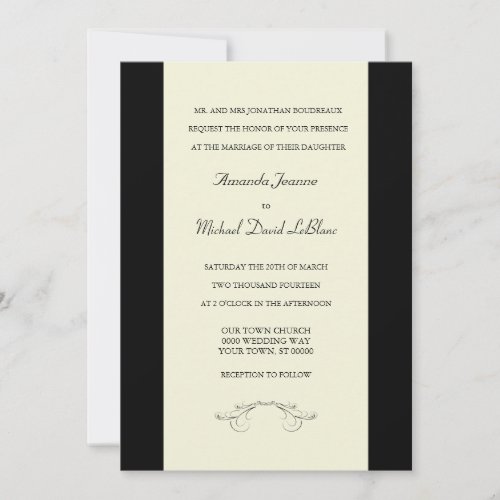 Black Off White Fleur de Lis Wedding Invitations