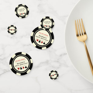 Black Off-White Poker Chip Las Vegas Birthday Confetti