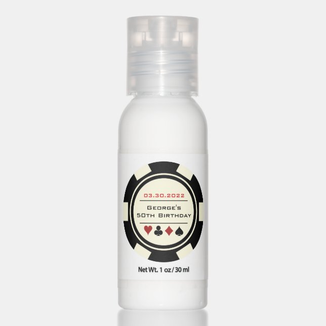 Black Off White Poker Chip Vegas Casino Birthday Hand Lotion (Front)