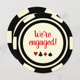 Black Off White Poker Chip Wedding Engagement Invitation