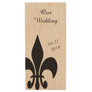 Black Offset Fleur de Lis Event Flash Drive