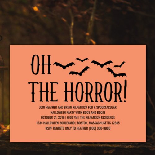 Black Oh The Horror Halloween Party Invite