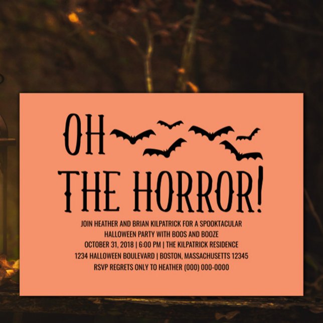 Black Oh The Horror Halloween Party Invite (Black Oh The Horror Halloween Party Invite)