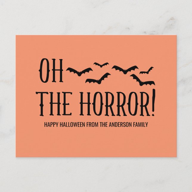Black Oh The Horror Halloween Postcard (Front)