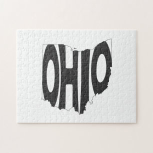 Black Ohio Name Ohioan Buckeye State Word Art Jigsaw Puzzle