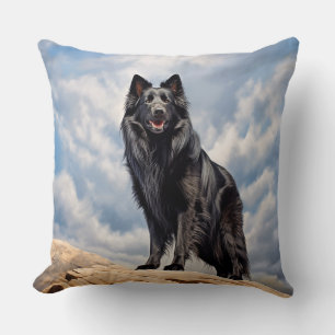 Black Old German shepherd dog  Throw Pillow