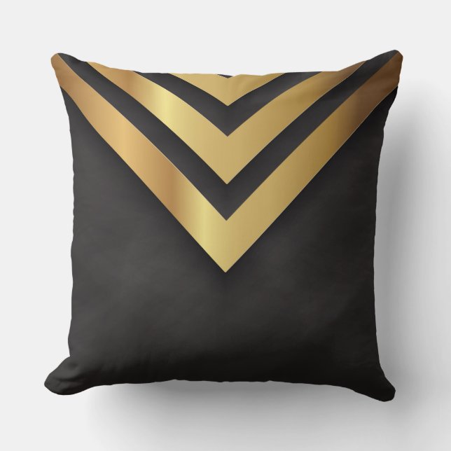 Black Old Gold Metal Arrow Pillow (Front)