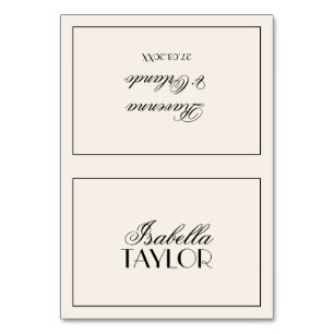 Black Old Money Formal Wedding Place Card