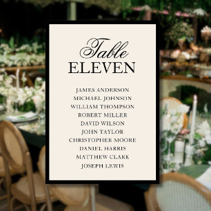 Black Old Money Timeless Wedding Seating Chart Table Number