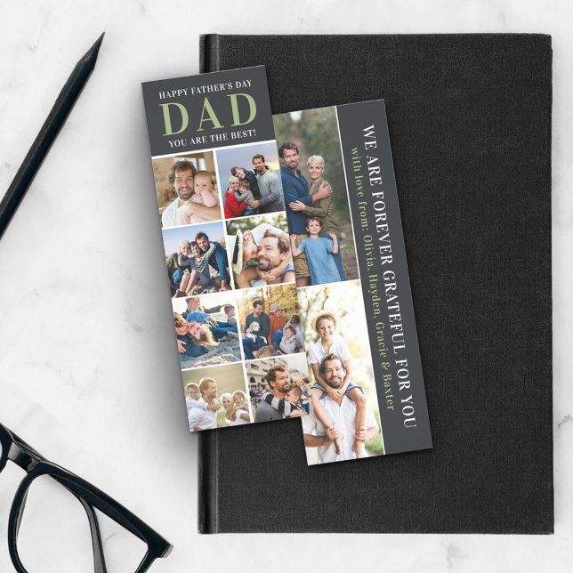 Black & Olive Best Dad Father's Day Photo Collage Bookmarks (Creator Uploaded)
