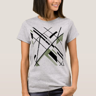 Black Olive Crisscross Lines Geometric MCM Look T-Shirt