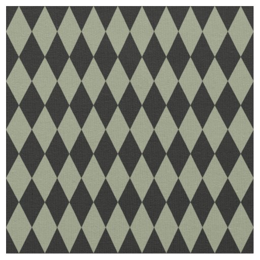 Black & Olive Green Harlequin Diamonds Fabric