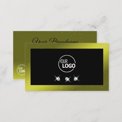 Black Olive Green Yellow Sparkling Jewels Add Logo Business Card