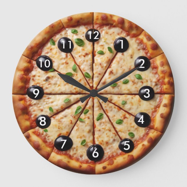 Black Olive Pizza Clock - Pizza Restaurant Kitchen (Front)