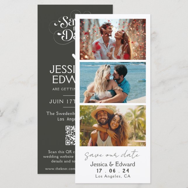 Black Olive Save The Date Photo Booth Qr Code (Front/Back)