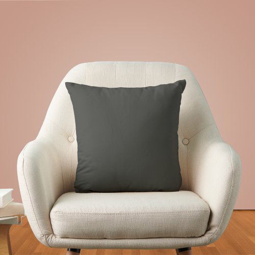 Black Olive Solid Color Throw Pillow