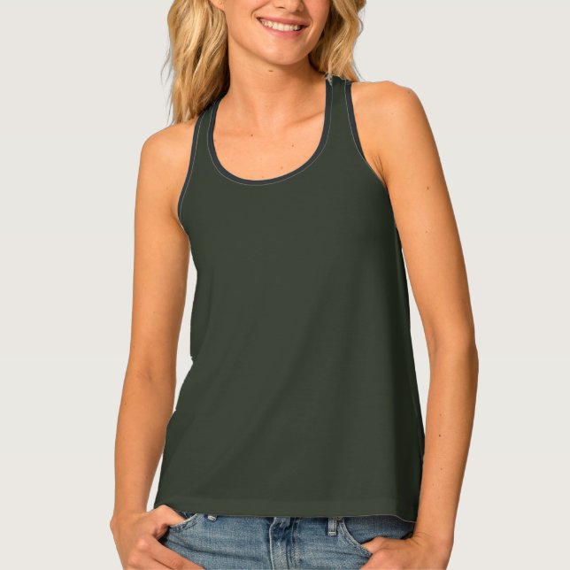 Black Olive Solid Plain Color Tank Top (Front)