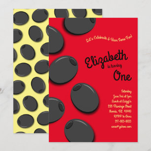 Black Olives Birthday Party Invitation