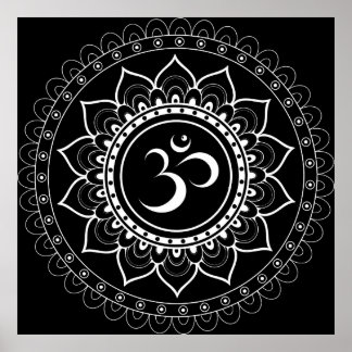 Black Om Mandala Poster
